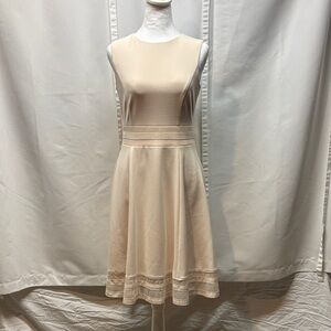 Calvin Klein Sleeveless Fit & Flare Dress Blush Pink Mesh Hem Size 4